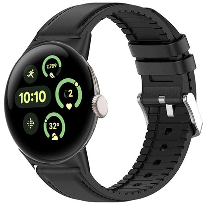 Compatible for Pixel Watch 3 45mm bands Bands Leather Silicone Breathable Replacement Straps Compatible for Pixel Watch 3 41mm 45mm 3XL / Pixel Watch 2 1 Watch (for pixel watch 3 45mm Black)
