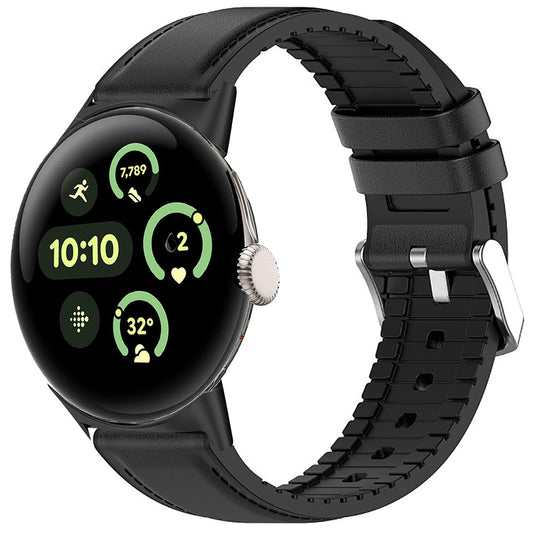 Compatible for Pixel Watch 3 45mm bands Bands Leather Silicone Breathable Replacement Straps Compatible for Pixel Watch 3 41mm 45mm 3XL / Pixel Watch 2 1 Watch (for pixel watch 3 45mm Black)