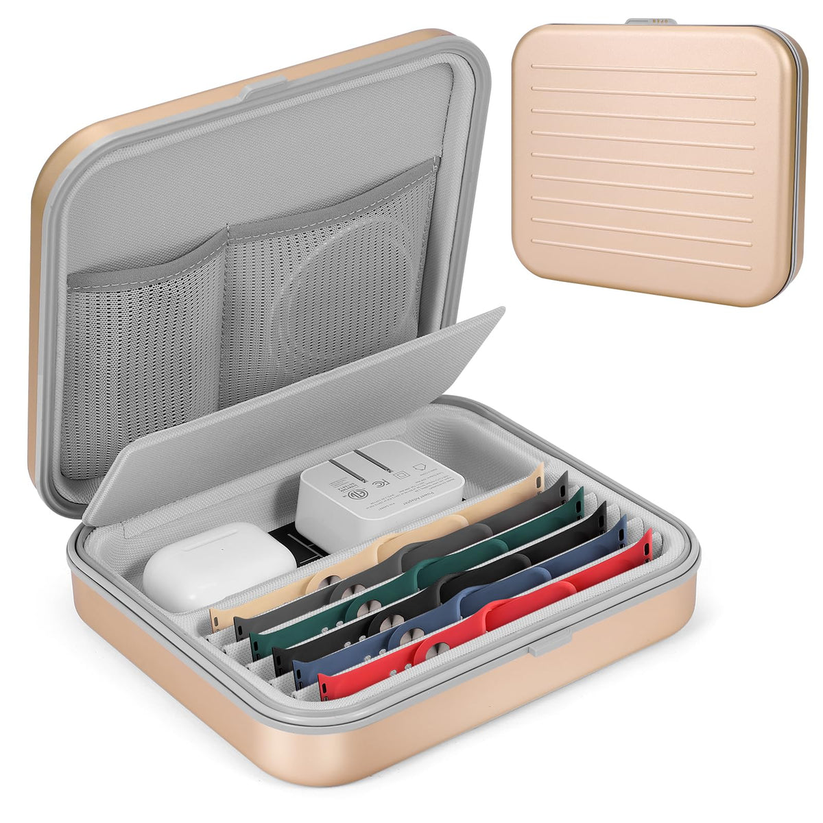 Y-Kocos Watch Band Organizer Case for Apple Watch Band Portable Watch Band Holder Organizer for 6 Watch Straps Travel Watch Band Storage Bag for iWatch Band Headset Jewelery and Other Accessories